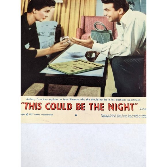 Set of 2 This Could Be the Night 1957 Lobby Card Movie‎ Poster Jean Simmons VTG - Picture 7 of 13